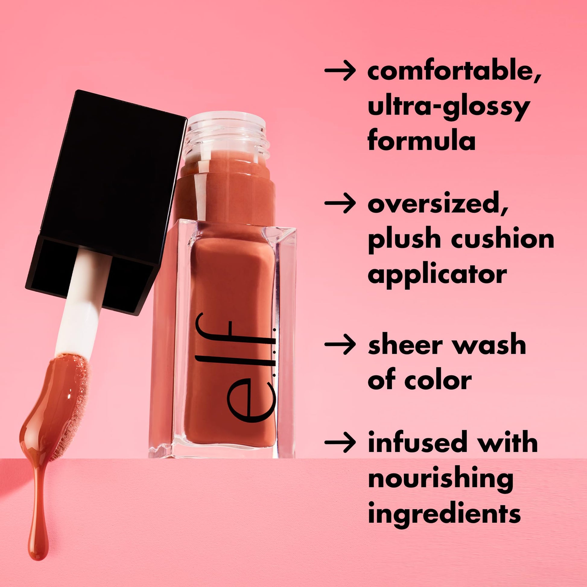 e.l.f. Glow Reviver Lip Oil, Nourishing Tinted Lip Oil For A High-shine Finish, Infused With Jojoba Oil, Vegan & Cruelty-free, Rose Envy - dailyvitalstore