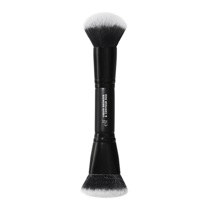 e.l.f. Liquid Bronzer & Contour Duo Brush, Silky Highly Pigmented Formula with Dual-ended Makeup Brush, Synthetic Bristles, 100% Vegan and Cruelty-Free - dailyvitalstore
