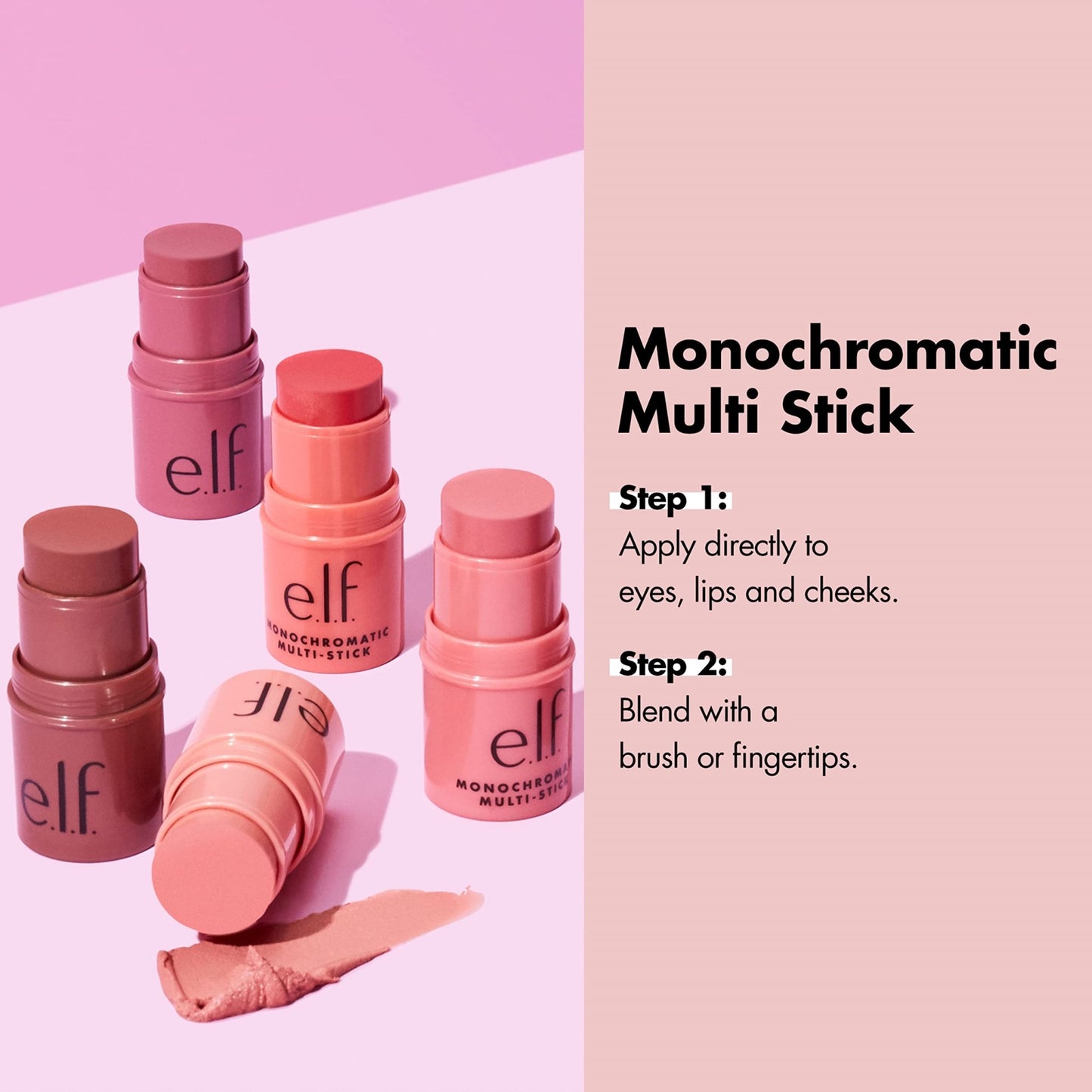 e.l.f., Monochromatic Multi Stick, Creamy, Lightweight, Versatile, Luxurious, Adds Shimmer, Easy To Use On The Go, Blends Effortlessly, Sparkling Rose, 0.17 Oz - dailyvitalstore