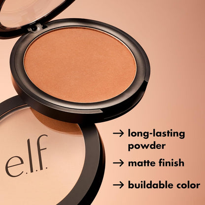 e.l.f. Primer-infused Bronzer, Long-Wear, Matte, Bold, Lightweight, Blends Easily, Contours Cheeks, Forever Sun Kissed, All-Day Wear, 0.35 Oz - dailyvitalstore