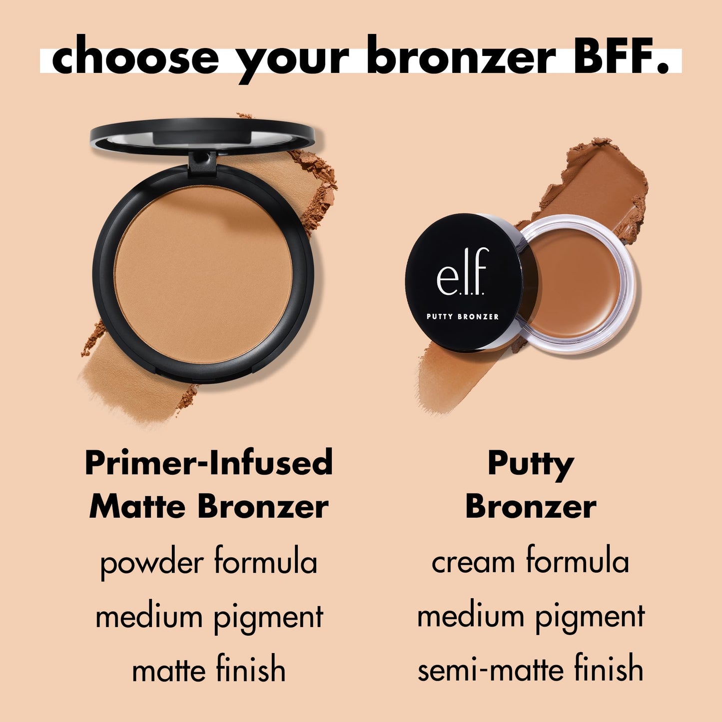 e.l.f. Primer-infused Bronzer, Long-Wear, Matte, Bold, Lightweight, Blends Easily, Contours Cheeks, Forever Sun Kissed, All-Day Wear, 0.35 Oz - dailyvitalstore