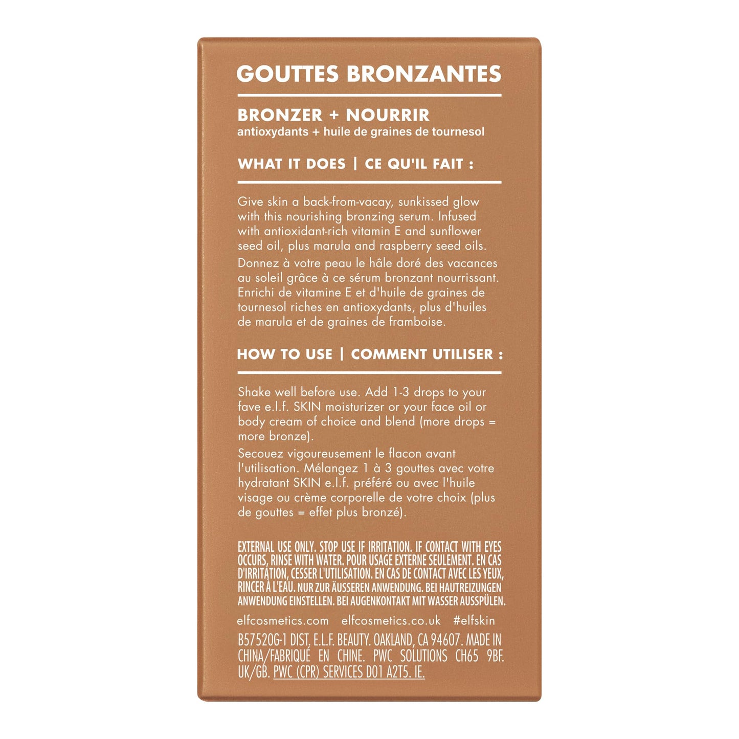 e.l.f. SKIN Bronzing Drops, Liquid Bronzer For Face & Skin, Creates A Sun-Kissed Glow, Infused With Vitamin E, Vegan & Cruelty-Free, Pure Gold - dailyvitalstore