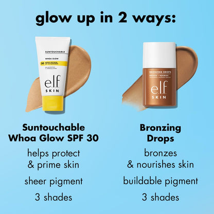 e.l.f. SKIN Bronzing Drops, Liquid Bronzer For Face & Skin, Creates A Sun-Kissed Glow, Infused With Vitamin E, Vegan & Cruelty-Free, Pure Gold - dailyvitalstore