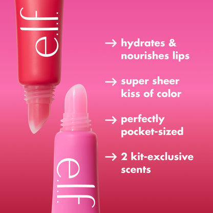 e.l.f. Squeeze Me More Lip Balm Duo, Moisturizing Balm For A Sheer Tint Of Color, Made With Hyaluronic Acid, Vegan & Cruelty-Free, Cherry & Bubblegum - dailyvitalstore