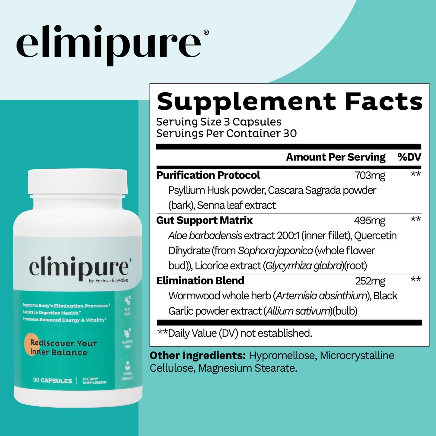 Elimipure Gut Cleanse & Restore Supplement: Natural & Effective Detox Cleanse Capsules | Fortify Your Microbiome | Effortless Morning Stools - dailyvitalstore