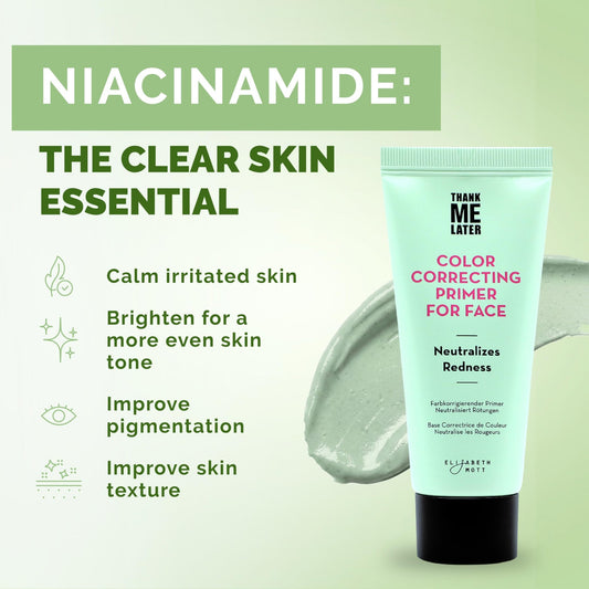 Elizabeth Mott Thank Me Later Color Correcting Face Primer - Niacinamide and Cica Soothes and Neutralizes Uneven Skin Tone and Facial Redness - dailyvitalstore