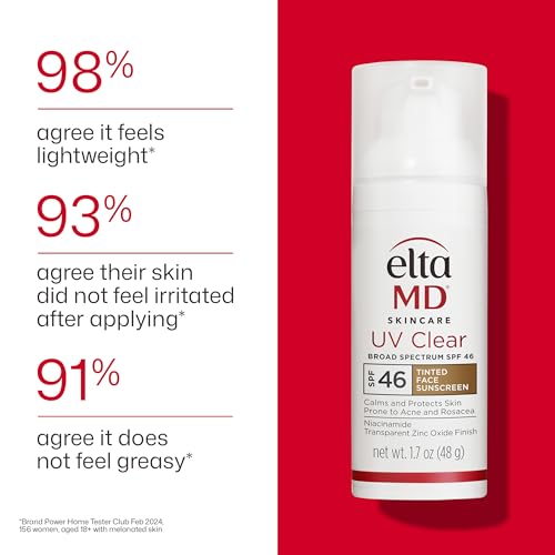 EltaMD UV Clear Tinted Sunscreen for Face, SPF 46 with Zinc Oxide, Oil-Free, Dermatologist Recommended, For Acne-Prone Sensitive Skin, 1.7 oz - dailyvitalstore