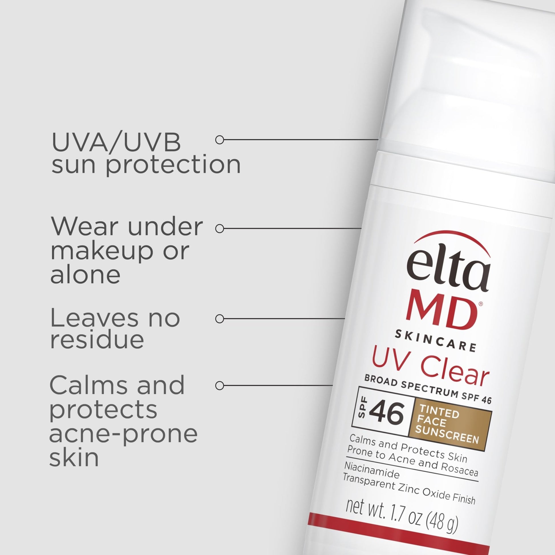 EltaMD UV Clear Tinted Sunscreen for Face, SPF 46 with Zinc Oxide, Oil-Free, Dermatologist Recommended, For Acne-Prone Sensitive Skin, 1.7 oz - dailyvitalstore