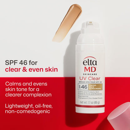 EltaMD UV Clear Tinted Sunscreen for Face, SPF 46 with Zinc Oxide, Oil-Free, Dermatologist Recommended, For Acne-Prone Sensitive Skin, 1.7 oz - dailyvitalstore