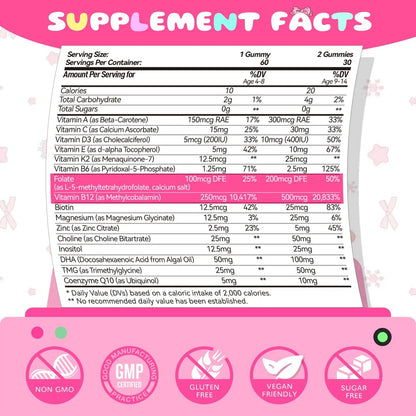 Elysx Kids Methylated Multivitamin Chewable Gummies, MTHFR Supplement with L Methylfolate, Magnesium, Biotin, Choline - dailyvitalstore