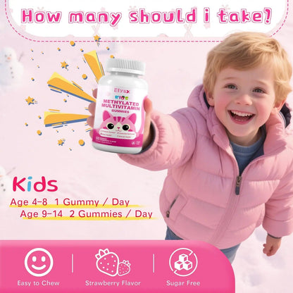 Elysx Kids Methylated Multivitamin Chewable Gummies, MTHFR Supplement with L Methylfolate, Magnesium, Biotin, Choline - dailyvitalstore