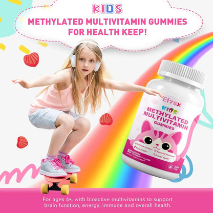 Elysx Kids Methylated Multivitamin Chewable Gummies, MTHFR Supplement with L Methylfolate, Magnesium, Biotin, Choline - dailyvitalstore