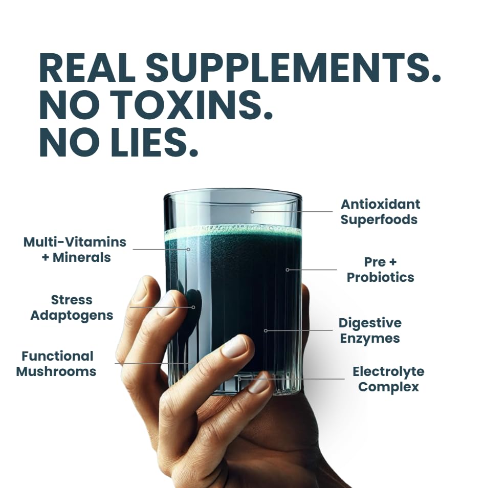 ELYXaR Daily Superfood Complex - Supplement Powder - 60+ Vitamins, Minerals, Wholefood-Sourced Ingredients, Stress Adaptogens, Pro & Prebiotics, Digestive Enzymes, & Electrolytes - 30 Servings - dailyvitalstore