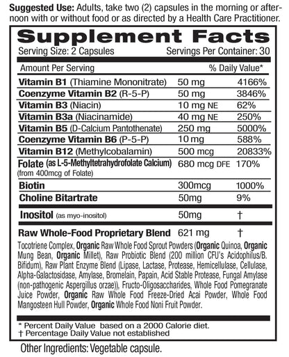 EMERALD LABS B-Healthy - Vegan Vitamin B Complex - Includes Methylated Folic Acid & Full Spectrum B Vitamins - Supports Immune, Brain & Heart Health - dailyvitalstore