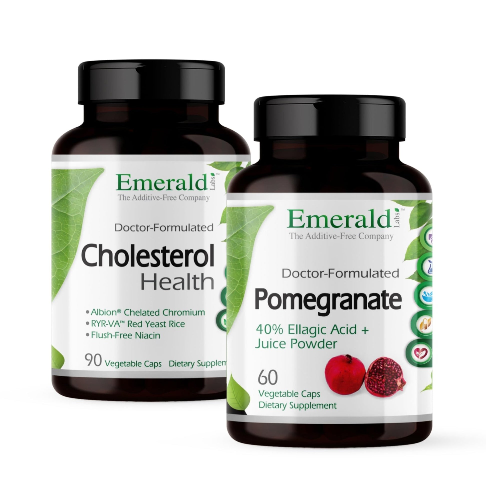 EMERALD LABS Cholesterol Health (90 Caps) & Pomegranate Extract (60 Caps) - Supports Heart Health & Immune Function - Gluten Free & Vegan - dailyvitalstore