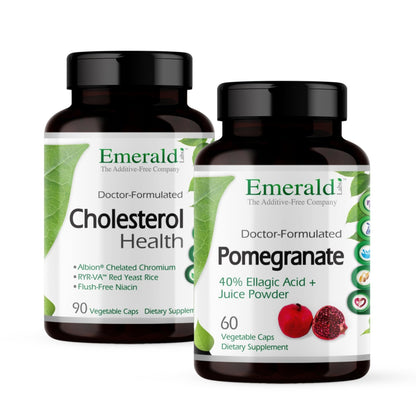 EMERALD LABS Cholesterol Health (90 Caps) & Pomegranate Extract (60 Caps) - Supports Heart Health & Immune Function - Gluten Free & Vegan - dailyvitalstore