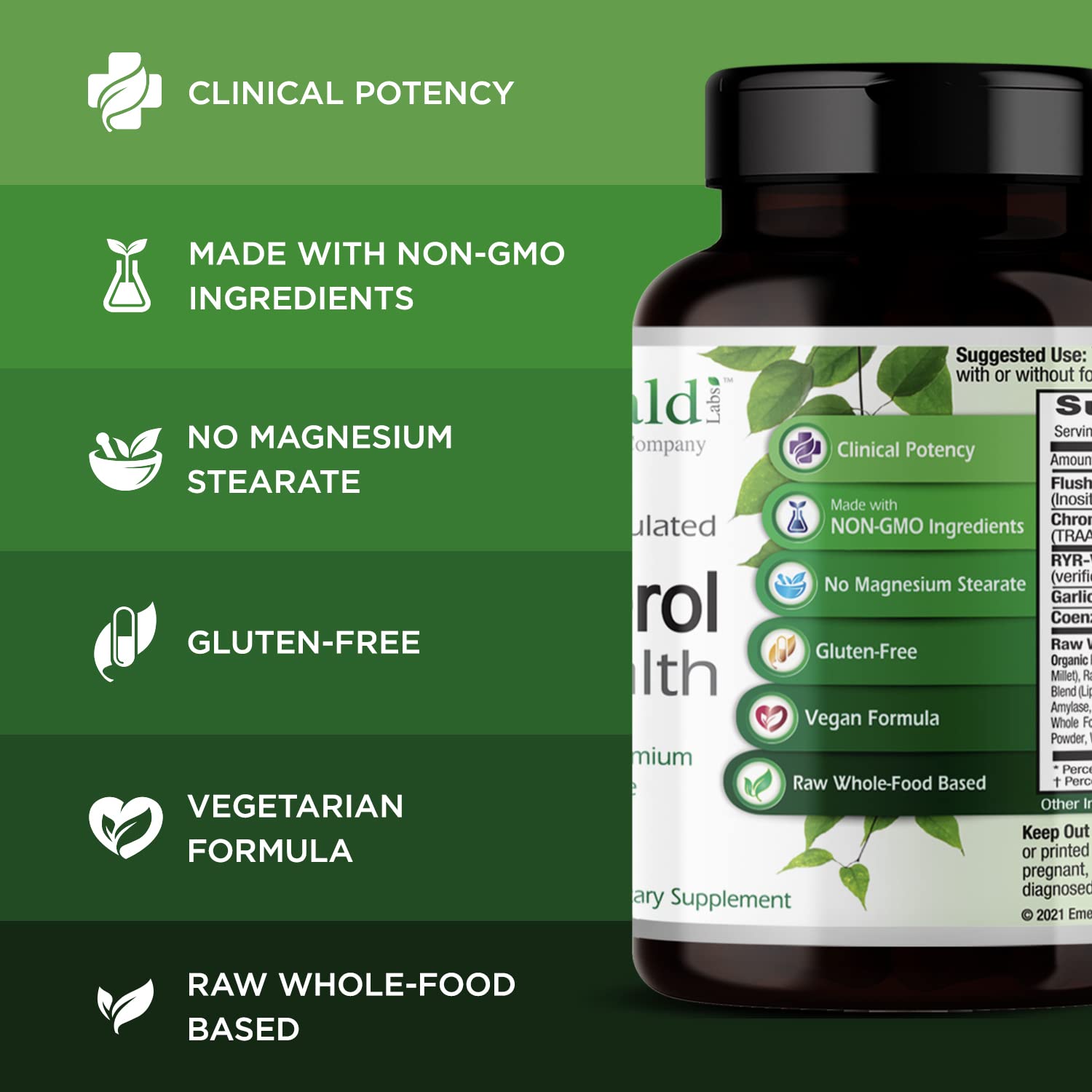 EMERALD LABS Cholesterol Health (90 Caps) & Pomegranate Extract (60 Caps) - Supports Heart Health & Immune Function - Gluten Free & Vegan - dailyvitalstore