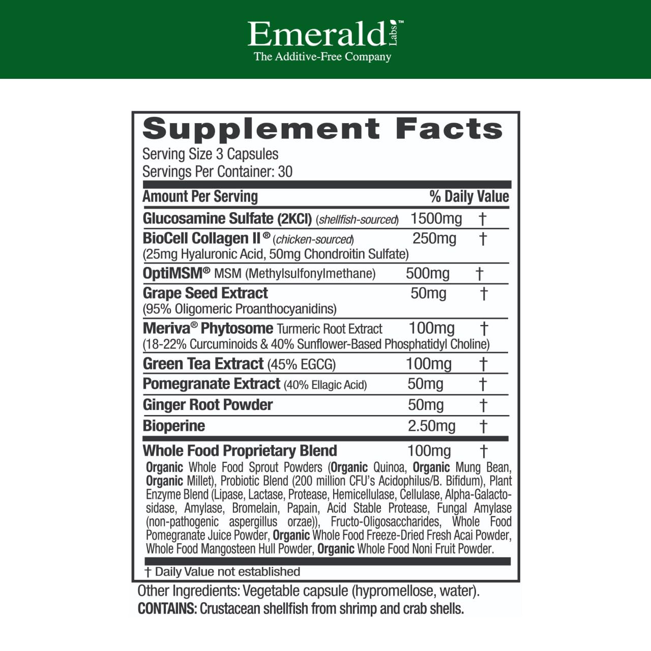 EMERALD LABS Joint Health - Biocell II Collagen, OptiMSM, Glucosamine, Meriva Turmeric Curcuminoids & More - Joint Health, Mobility & Flexibility Support* - 90 Vegetable Capsules (30-Day Supply) - dailyvitalstore