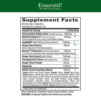 EMERALD LABS Joint Health - Biocell II Collagen, OptiMSM, Glucosamine, Meriva Turmeric Curcuminoids & More - Joint Health, Mobility & Flexibility Support* - 90 Vegetable Capsules (30-Day Supply) - dailyvitalstore