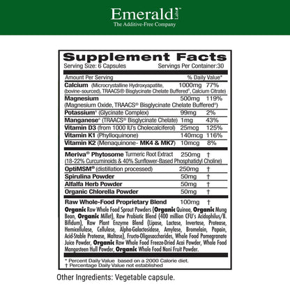 EMERALD LABS Osteo Bone Health - Immune Support & Bone & Joint Supplement with Vitamin D3, K2, Calcium, Magnesium, OptiMSM, Meriva Phytosome & More - 180 Vegetable Capsules - dailyvitalstore