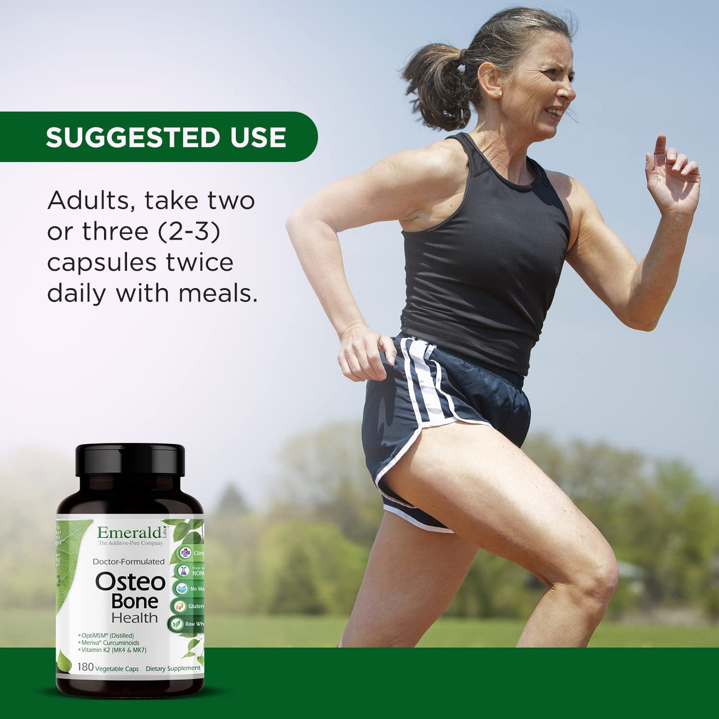 EMERALD LABS Osteo Bone Health - Immune Support & Bone & Joint Supplement with Vitamin D3, K2, Calcium, Magnesium, OptiMSM, Meriva Phytosome & More - 180 Vegetable Capsules - dailyvitalstore
