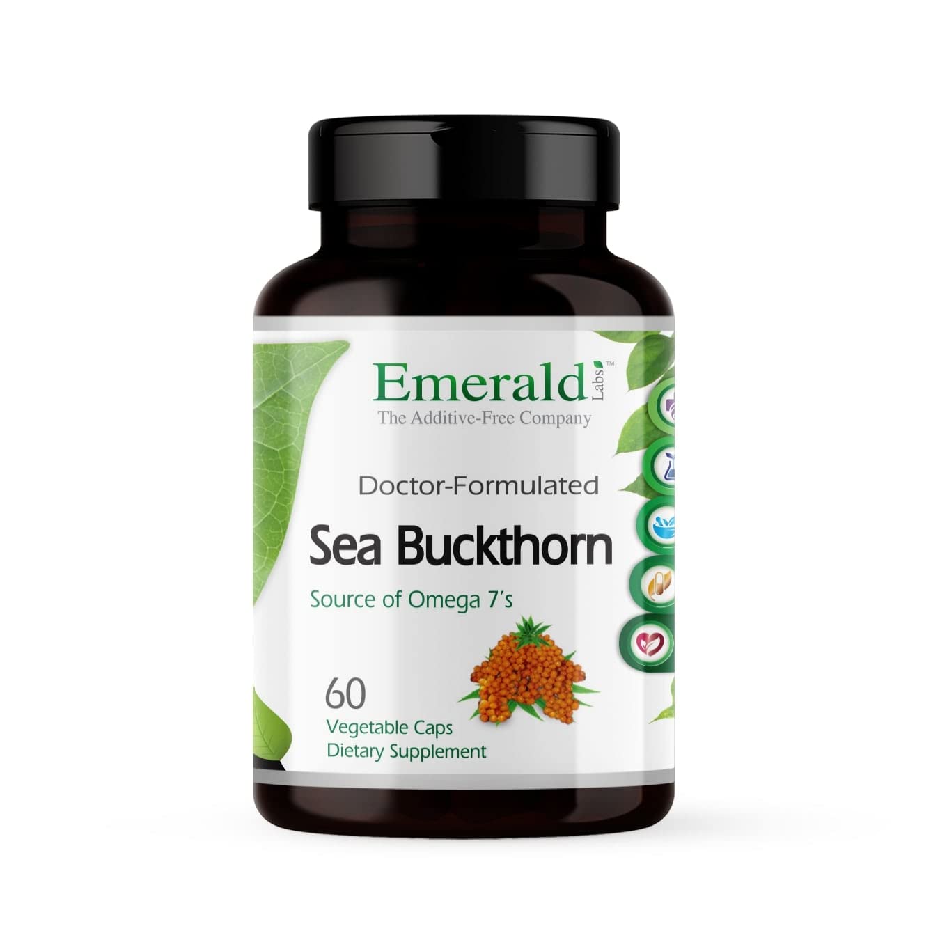 EMERALD LABS Sea Buckthorn - Dietary Supplement with Vitamins C, E & Omega 7 - Supports Adrenal, Energy, Skin & Immune Health - 60 Vegetable Capsules (30-Day Supply) - dailyvitalstore