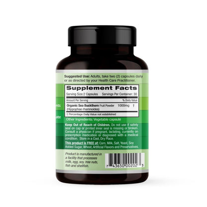 EMERALD LABS Sea Buckthorn - Dietary Supplement with Vitamins C, E & Omega 7 - Supports Adrenal, Energy, Skin & Immune Health - 60 Vegetable Capsules (30-Day Supply) - dailyvitalstore