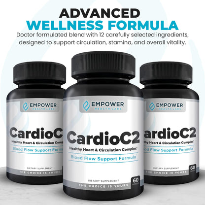 Empower Health Labs CardioC2 Circulation & Energy Support – Doctor-Formulated Blend with Beet Root, Black Garlic, Hawthorn & CoQ10 – Supports Healthy Blood Flow, Energy & Clarity – 60 Capsules - dailyvitalstore