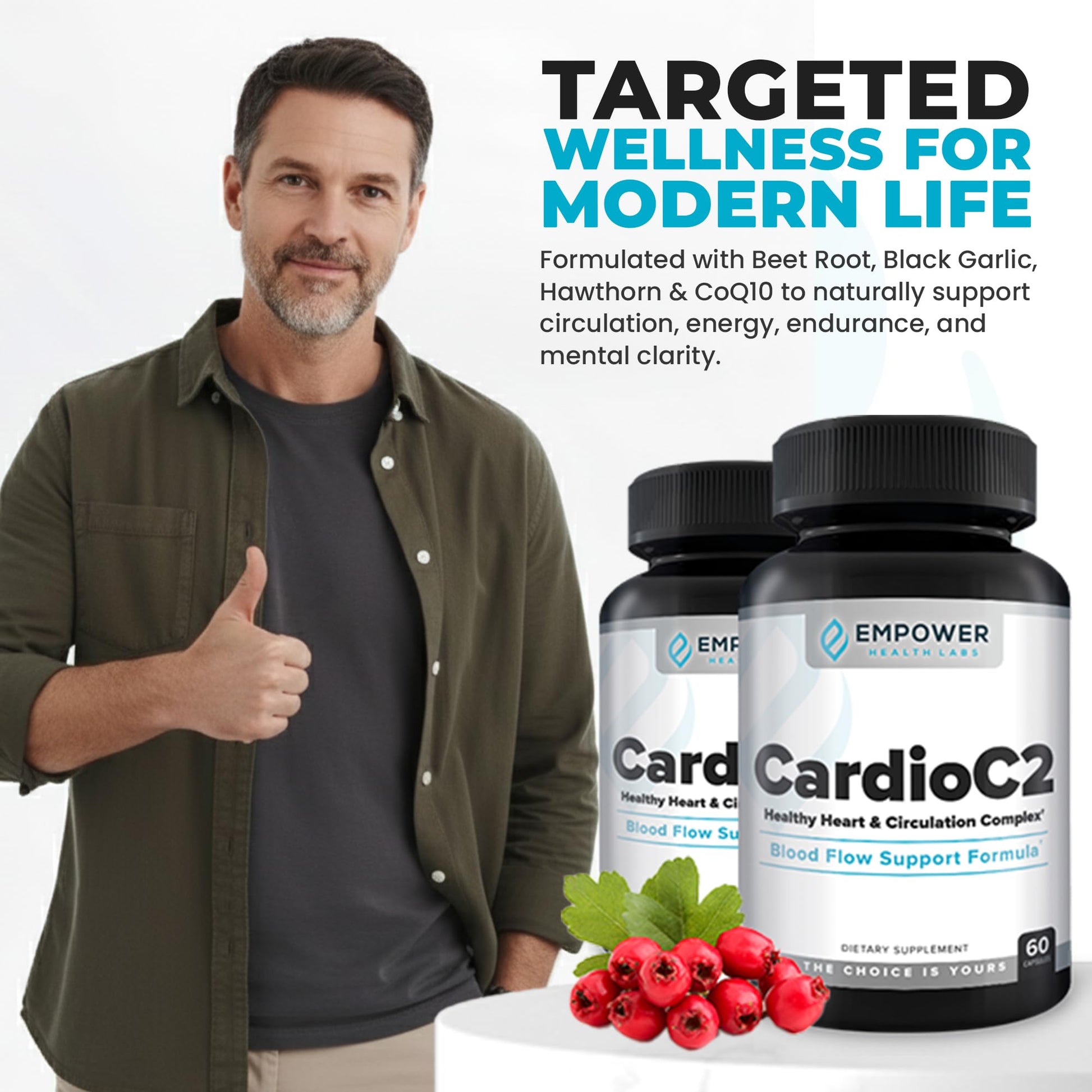 Empower Health Labs CardioC2 Circulation & Energy Support – Doctor-Formulated Blend with Beet Root, Black Garlic, Hawthorn & CoQ10 – Supports Healthy Blood Flow, Energy & Clarity – 60 Capsules - dailyvitalstore