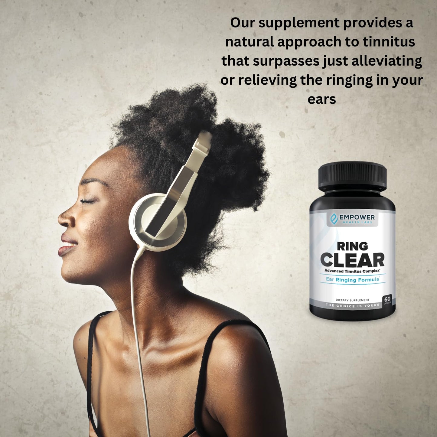 Empower Health Labs Ring Clear All-Natural Ear Buzz Relief Formula for Lasting Relief from Incessant Ear Buzzing - 30-Day Supply - dailyvitalstore