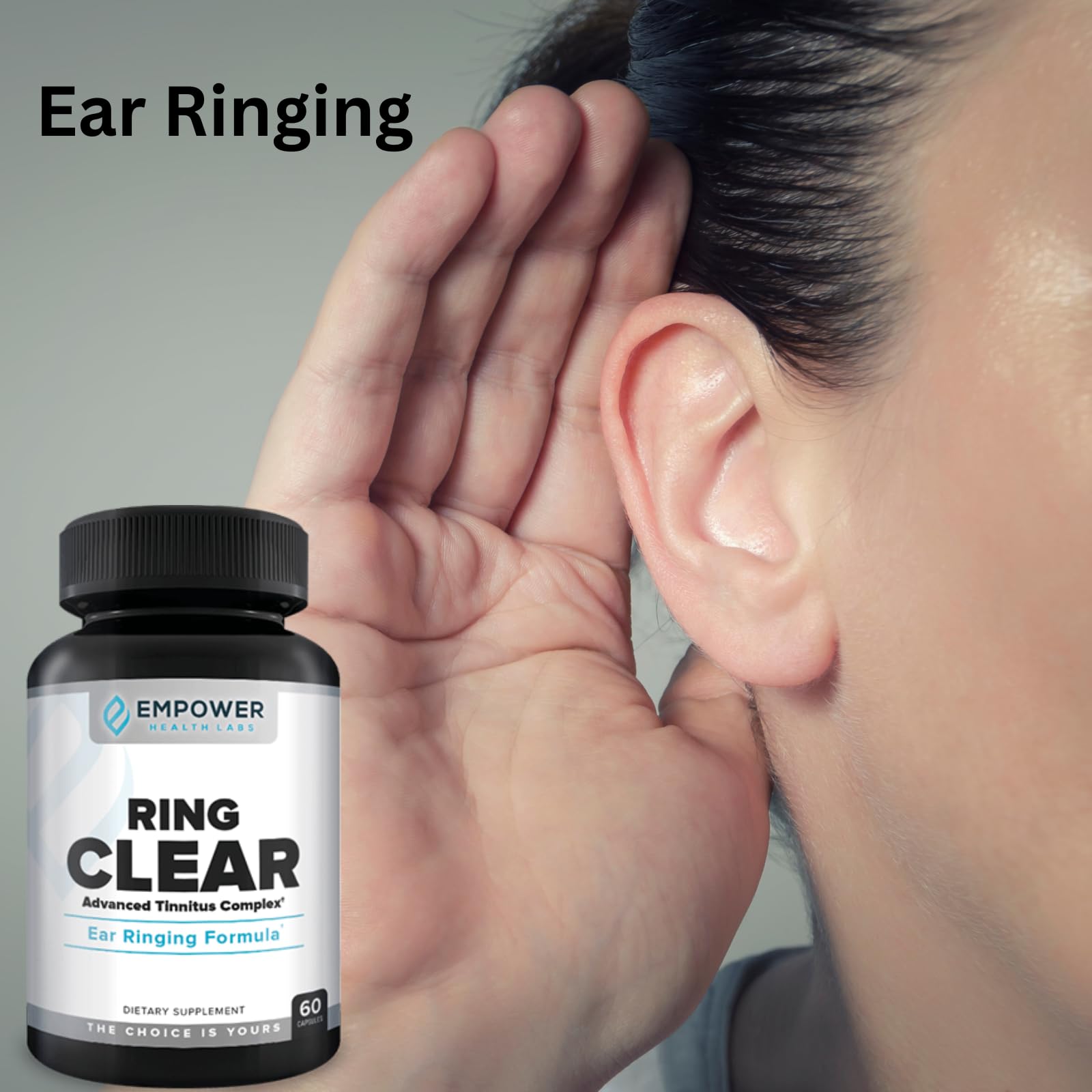 Empower Health Labs Ring Clear All-Natural Ear Buzz Relief Formula for Lasting Relief from Incessant Ear Buzzing - 30-Day Supply - dailyvitalstore