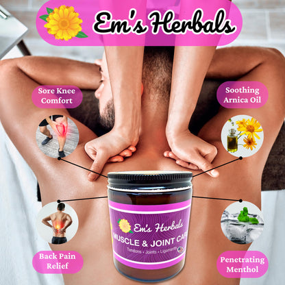 Em's Herbals, Muscle & Joint Care Arnica Salve - Amplified Arnica Salve Made with Menthol Crystals, and Effective Essential Oils to Penetrate Deep into Muscles, Joints, and Back Discomfort (2 oz) - dailyvitalstore