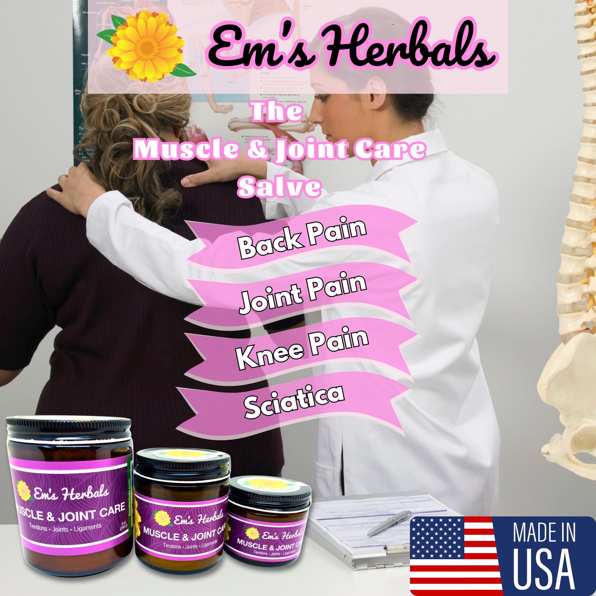 Em's Herbals, Muscle & Joint Care Arnica Salve - Amplified Arnica Salve Made with Menthol Crystals, and Effective Essential Oils to Penetrate Deep into Muscles, Joints, and Back Discomfort (2 oz) - dailyvitalstore