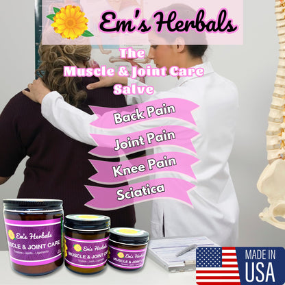 Em's Herbals, Muscle & Joint Care Arnica Salve - Amplified Arnica Salve Made with Menthol Crystals, and Effective Essential Oils to Penetrate Deep into Muscles, Joints, and Back Discomfort (2 oz) - dailyvitalstore