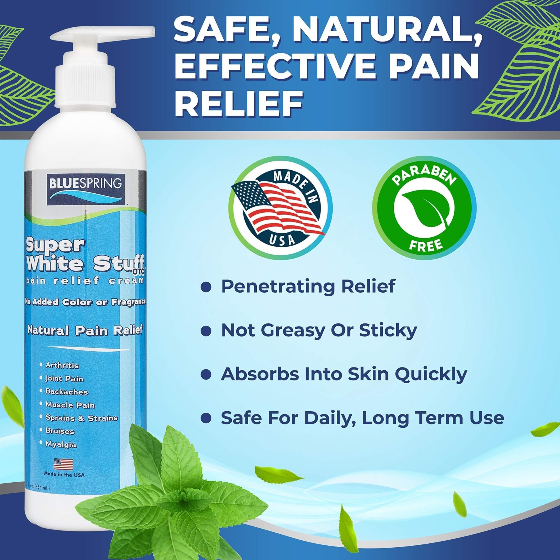 Emu Therapy Super White Stuff OTC 12-oz. Pump Bottle - Natural, Made in USA, Paraben-Free, Works in As Little As 5 Minutes for Joint/Muscle Pain, Backaches, Sprains/Strains, Bruises & More - dailyvitalstore