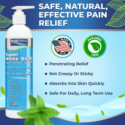 Emu Therapy Super White Stuff OTC 12-oz. Pump Bottle - Natural, Made in USA, Paraben-Free, Works in As Little As 5 Minutes for Joint/Muscle Pain, Backaches, Sprains/Strains, Bruises & More - dailyvitalstore