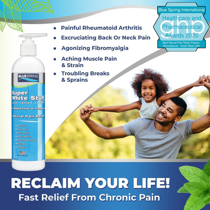 Emu Therapy Super White Stuff OTC 12-oz. Pump Bottle - Natural, Made in USA, Paraben-Free, Works in As Little As 5 Minutes for Joint/Muscle Pain, Backaches, Sprains/Strains, Bruises & More - dailyvitalstore