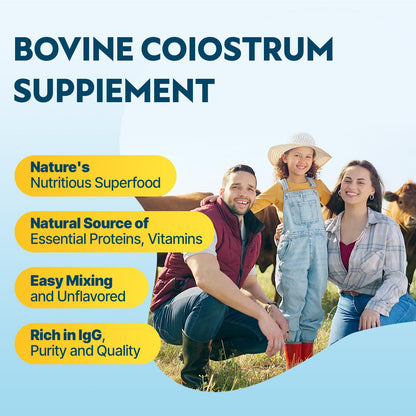 Energievoll Bovine Colostrum Supplement Powder - 60% IgG 3000 mg for Gut, Hair Growth, Beauty, and Immune, Easy to Mix, Unflavored (50 Servings) - dailyvitalstore