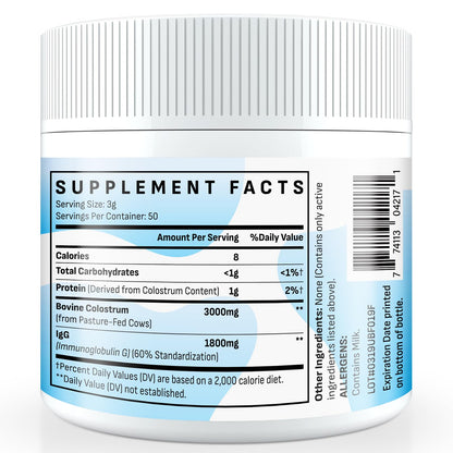 Energievoll Bovine Colostrum Supplement Powder - 60% IgG 3000 mg for Gut, Hair Growth, Beauty, and Immune, Easy to Mix, Unflavored (50 Servings) - dailyvitalstore