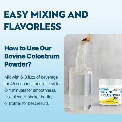 Energievoll Bovine Colostrum Supplement Powder - 60% IgG 3000 mg for Gut, Hair Growth, Beauty, and Immune, Easy to Mix, Unflavored (50 Servings) - dailyvitalstore