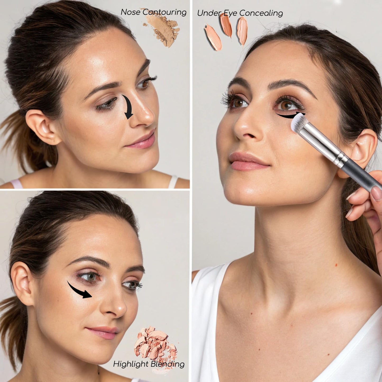 ENERGY Concealer Brush Under Eye Mini Angled Flat Top Kabuki Nose Contour Brush for Concealing Blending Setting Buffing with Powder Liquid Cream Cosmetic Pro Small Makeup Foundation brushes 270 - dailyvitalstore