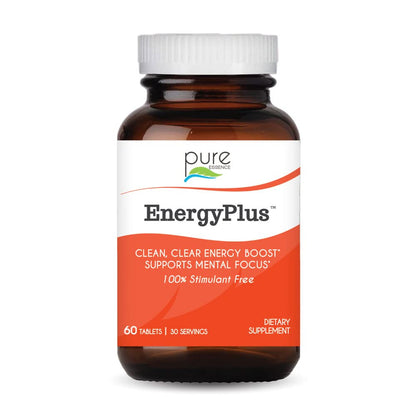 Energy Plus by Pure Essence - Caffeine Free, All Natural Herbal Energy and Focus Supplement - Smooth, No Jitters No Crash - 60 Tablets - dailyvitalstore