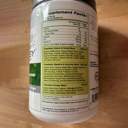 EnergyFirst Energize and Detoxify Greenergy Organic Superfood Powder - Vegan, Gluten-Free, Sugar-Free, Non-GMO - 30 Servings for Daily Energy & Immunity Boost! - dailyvitalstore
