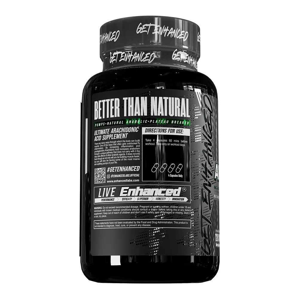 Enhanced Labs - Arachidonic Acid Supplement - Muscle and Strength Supplement for Increased Muscle Mass & Improved Recovery for Men & Women - One Capsule Contains 350mg Arachidonic Acid (120 Capsules) - dailyvitalstore
