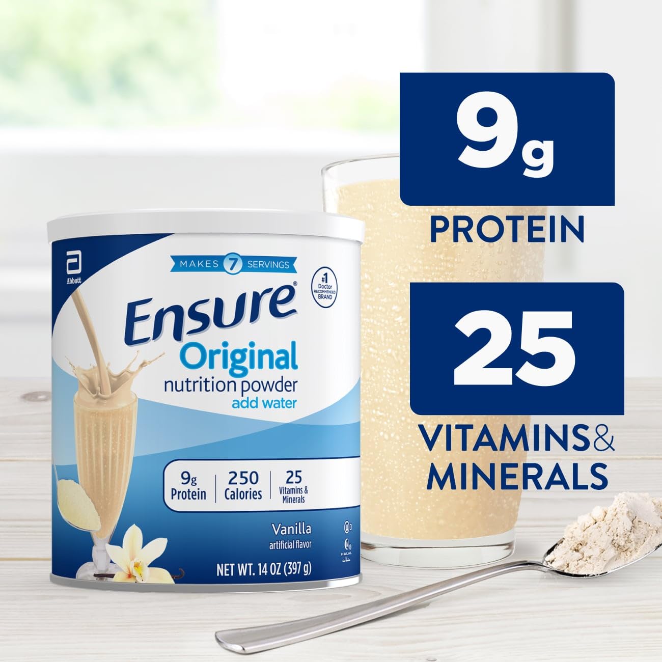 Ensure Original Vanilla Nutrition Powder | Vanilla Protein Powder | Small Meal Replacement Shake Mix | 9g Protein, 25 Vitamins & Minerals | Immune Health | 14.1 oz - 6 pack - dailyvitalstore