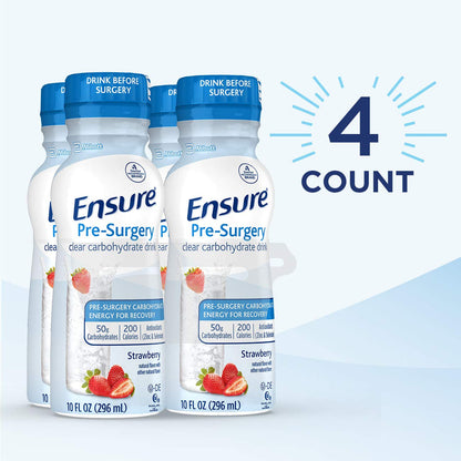 Ensure Pre-Surgery, Clear Carbohydrate Drink, Strawberry, 10 fl oz, 4 Count - dailyvitalstore