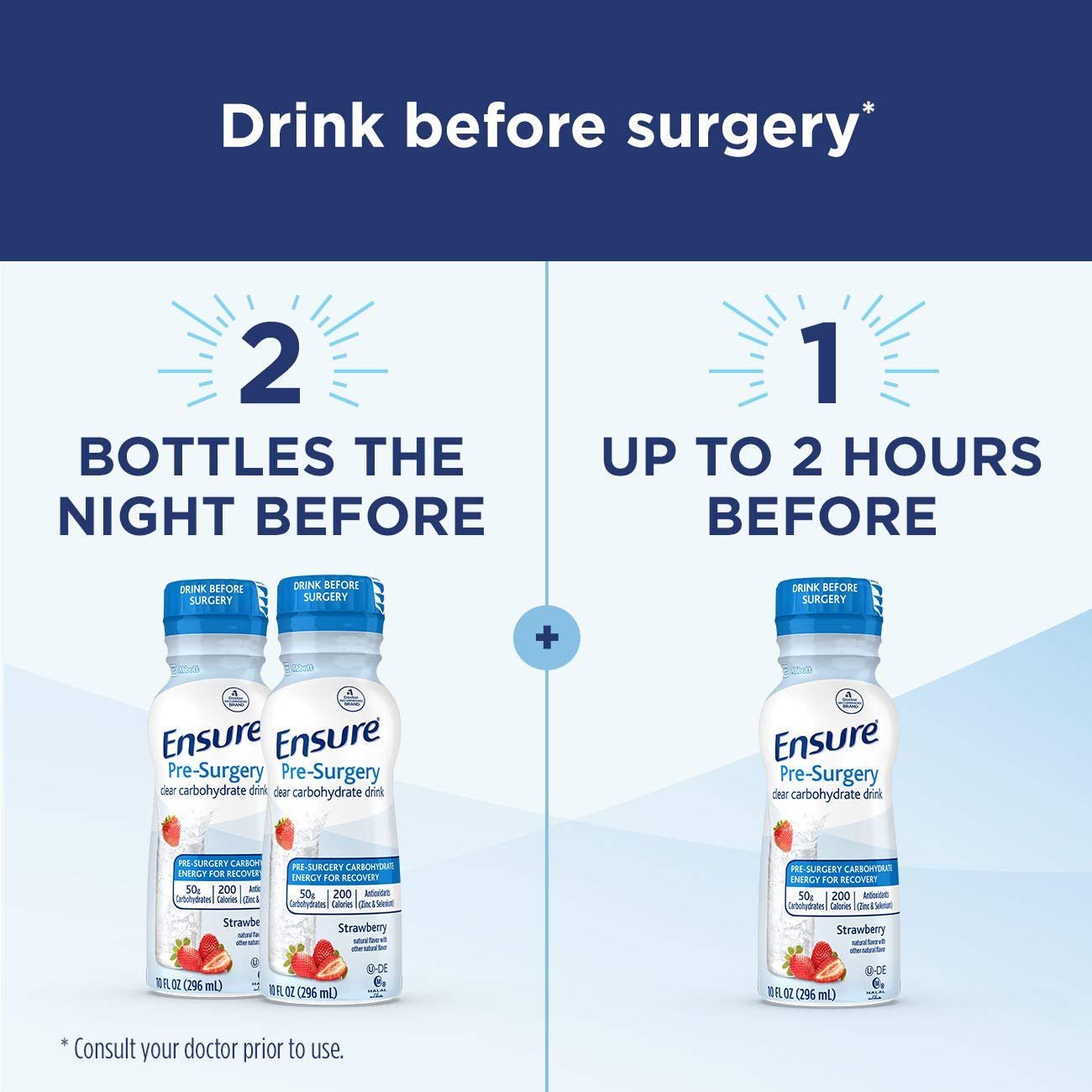 Ensure Pre-Surgery, Clear Carbohydrate Drink, Strawberry, 10 fl oz, 4 Count - dailyvitalstore