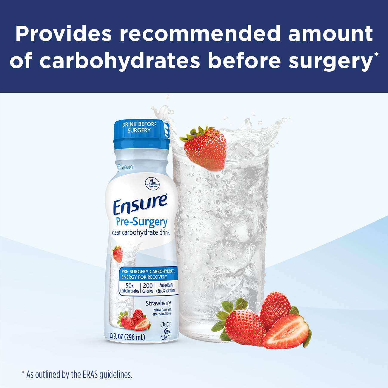 Ensure Pre-Surgery, Clear Carbohydrate Drink, Strawberry, 10 fl oz, 4 Count - dailyvitalstore