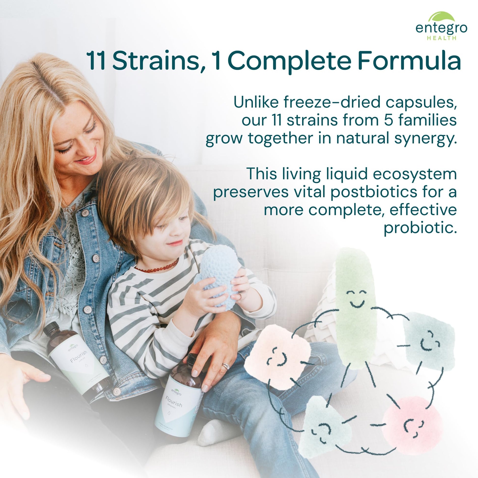 ENTEGRO Flourish Junior Liquid Probiotic & Postbiotic Supplement - Glass | 11 Live Cultures | Gut & Digestive Health for Women, Men & Kids | Organic, Vegan, Allergen Free | USA Made | 16 fl oz - dailyvitalstore