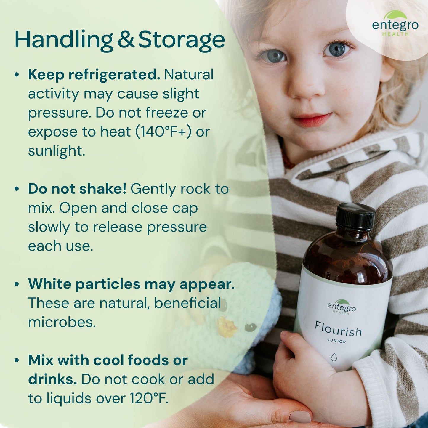 ENTEGRO Flourish Junior Liquid Probiotic & Postbiotic Supplement - Glass | 11 Live Cultures | Gut & Digestive Health for Women, Men & Kids | Organic, Vegan, Allergen Free | USA Made | 16 fl oz - dailyvitalstore